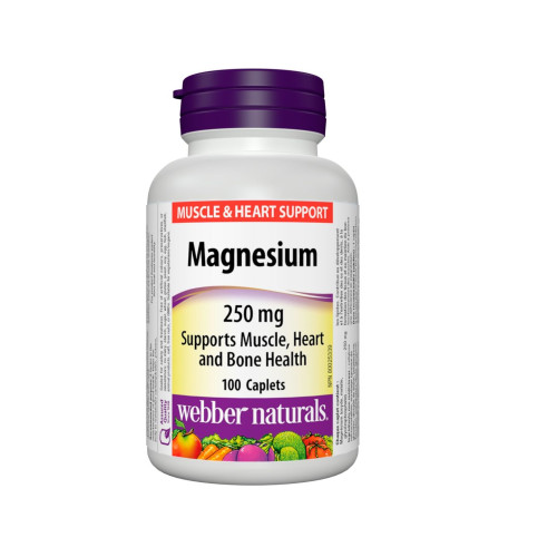 Webber Naturals Magnesium for Healthy Bones Muscles and Tendons 250 mg 100 Capsules