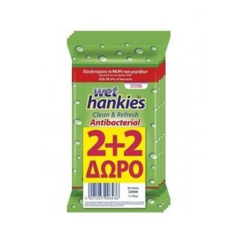 Wet Hankies Promo Set Disinfectant Wet Wipes Lemon 4 x 15 pcs
