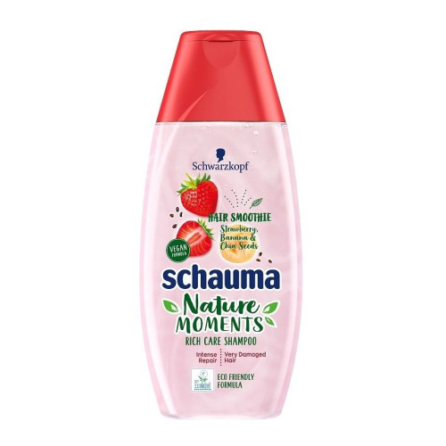 Schauma Nature Moments Repairing Shampoo for Severely Damaged Hair Strawberry Banana and Chia Extract 13.53 fl oz (400 ml)