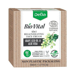 Deva Biovital Natural Regenerating Face Cream 4 in 1 Grape Seed Oil and Aloe Vera 25+ 1.69 fl oz (50 ml)