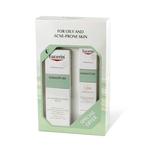 Eucerin Dermopure Promo Set Renewing Care and Stick Concealer for Acne Removal