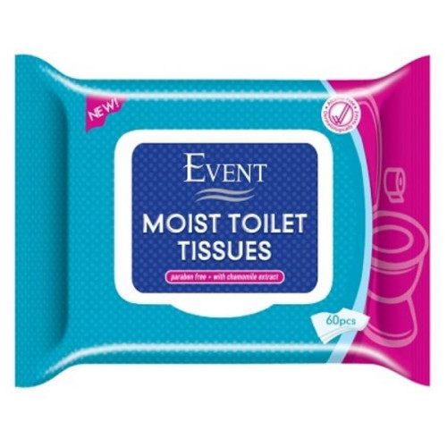 Event Cleansing Wet Toilet Wipes Wc with Lid for Travel Alcohol-Free 60 pcs