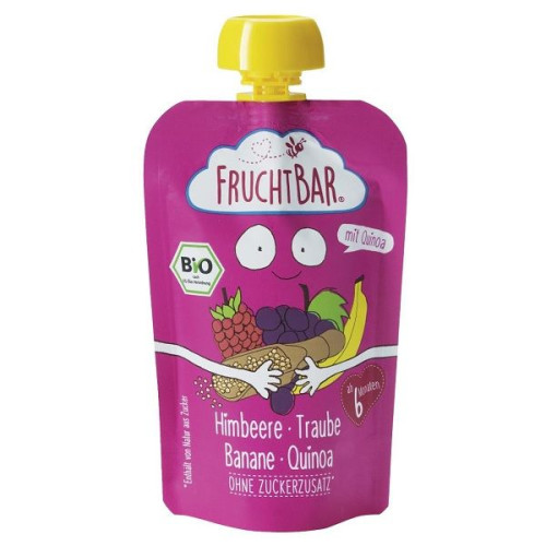 Fruchtbar Organic Puree with Raspberry Grape Banana and Quinoa for Children Aged 6+ Months 3.53 oz (100 g) - 3909