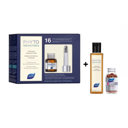 Phyto Novathrix Promo Set Hair Loss Treatment Two-Phase Serum Energizing Shampoo and Supplement