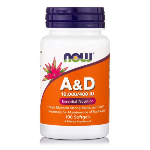 Now Foods Vitamin A and D 10000/400 i.u. Healthy Teeth and Bones 100 Capsules