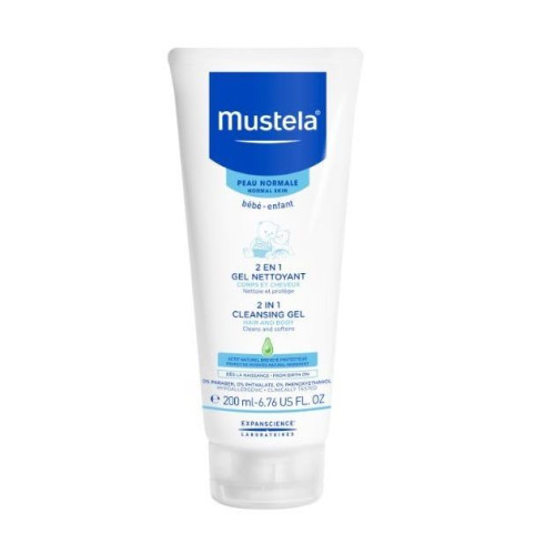 Mustela Baby 2-in-1 Cleansing Gel for Hair and Body for Babies and Children Paraben-Free 6.76 fl oz (200 ml)