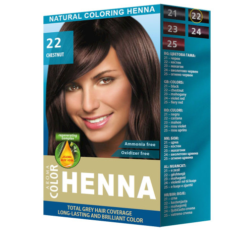 Aroma Color Henna Natural Henna Powder Colorant for Shiny Hair 22 Chestnut