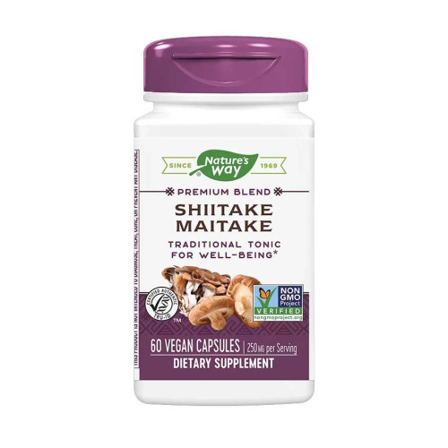 Nature's Way Shiitake Maitake Shiitake and Maitake for Tone and Energy 250 mg 60 Capsules