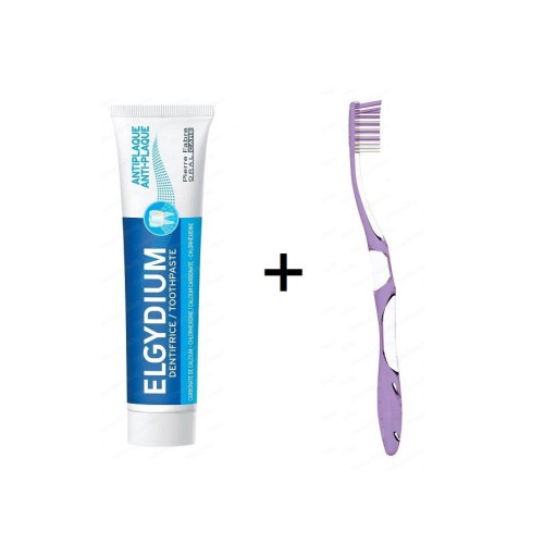 Elgydium Anti-Plaque Promo Set Set Anti-Plaque Toothbrush Medium + Anti-Plaque Toothpaste