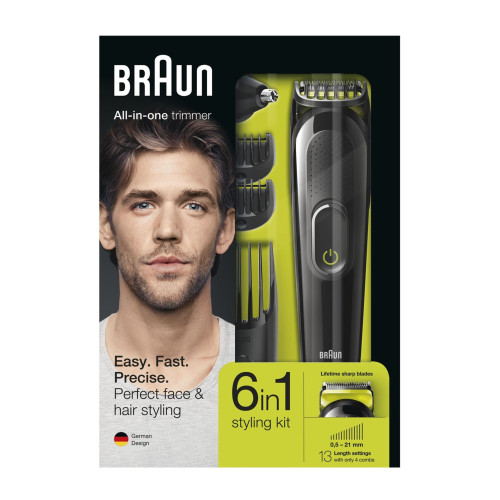 Braun MGK3021 6-in-1 Trimmer for Face and Hair for Men with 5 Attachments 1 pc