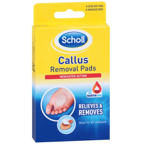 Scholl Round Pads for Removing Calluses and Hardened Skin 4 pcs