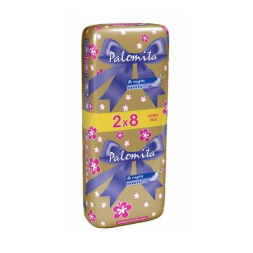Palomita Thin and Soft Duo Night Nighttime Sanitary Pads for a Peaceful Night's Sleep 16 pcs