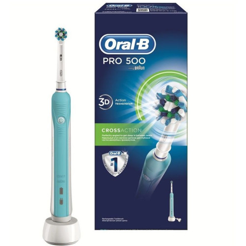 Oral-B Pro 500 Cross Action Electric Toothbrush with Timer for a Sparkling Smile 1 pc