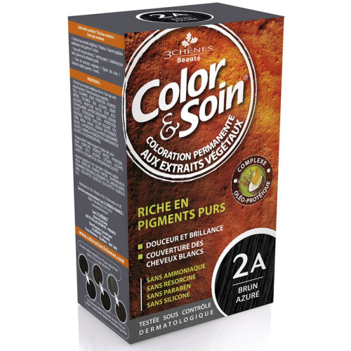 3Chenes Color and Soin Ammonia-Free Hair Dye Color 2A Black Azure 4.56 fl oz (135 ml)