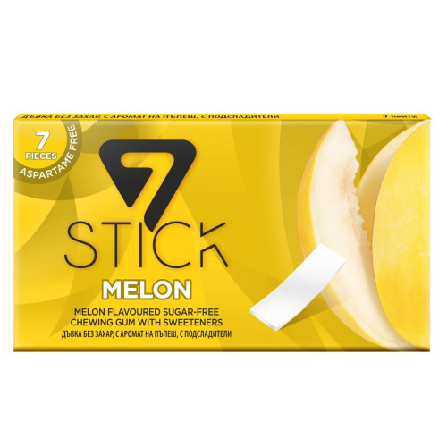 7Stick Melon Sugar-Free and Aspartame-Free Chewing Gum with Melon Flavor 7 Strips