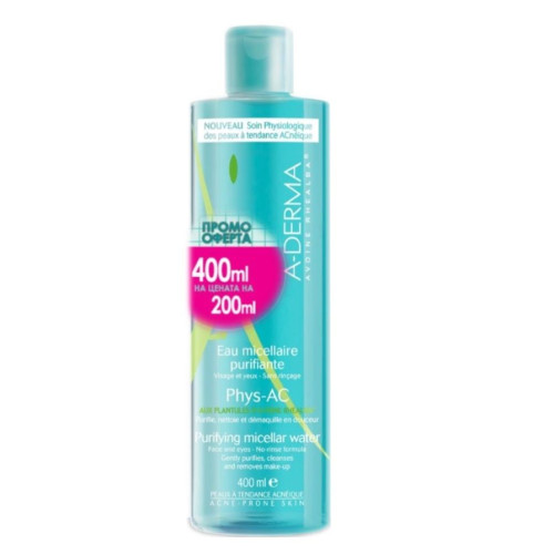 A-Derma Phys-AC Cleansing Micellar Water for Face 6.76 fl oz (200 ml) + 6.76 fl oz (200 ml)