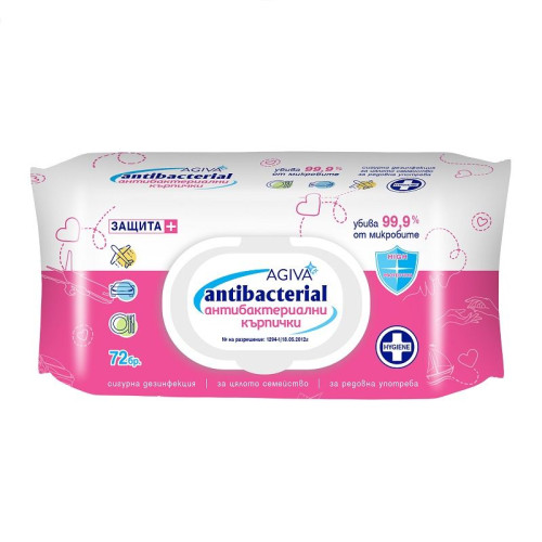 Agiva Antibacterial Wet Wipes Pink 72 pcs