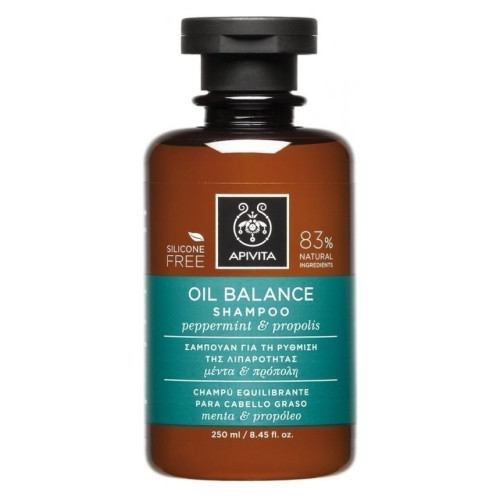 Apivita Oil Balance Shampoo Shampoo for Oil Control with Mint and Propolis 8.45 fl oz (250 ml)