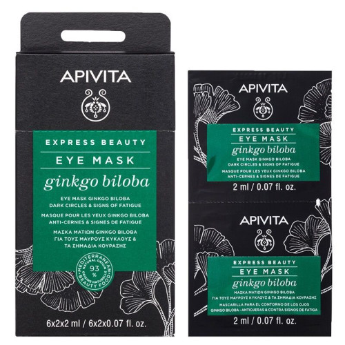 Apivita Express Beauty Eye Contour Mask Against Dark Circles and Fatigue with Ginkgo Biloba 2 x 0.07 fl oz (2 ml)