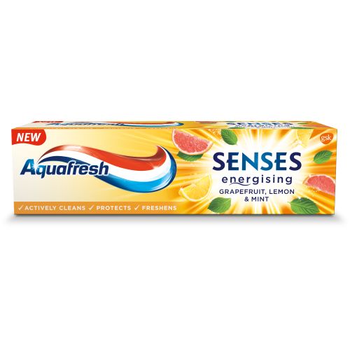 Aquafresh Senses Energising Refreshing Toothpaste with Grapefruit Lemon and Mint Flavour 2.54 fl oz (75 ml)
