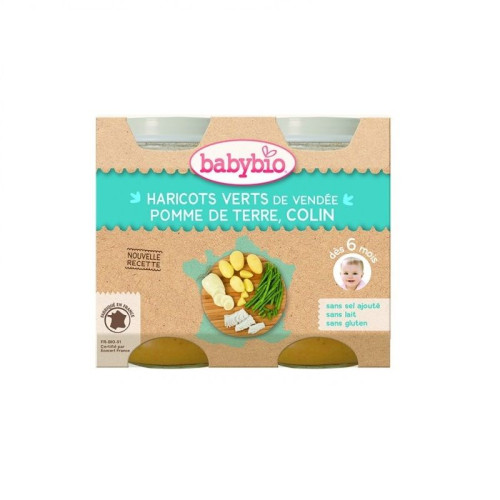 Babybio Organic Vegetable Puree with Green Beans Potatoes and Hake for Children 6+ Months 7.05 oz (200 g)