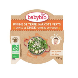 Babybio Organic Menu with Turkey Potatoes and Green Beans for Children 12+ Months 8.11 oz (230 g)