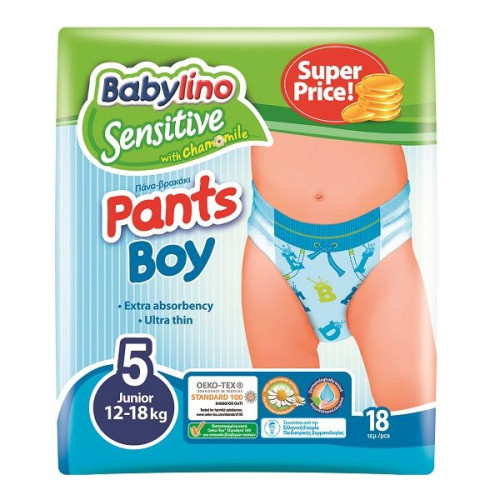 Babylino Sensitive Pants Boy 5 Junior 26.4-39.7 lb (12-18 kg) 18 pcs