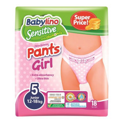 Babylino Sensitive Pants Girl 5 Junior 26.4-39.7 lb (12-18 kg) 18 pcs