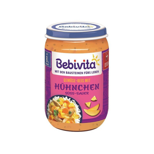 Bebivita Puree Rice Vegetables Sweet and Sour Chicken for Children 8+ Months 7.76 oz (220 g) - 15602