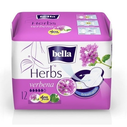 Bella Herbs Verbena Sanitary Pads with Wings and Verbena Extract 12 pcs
