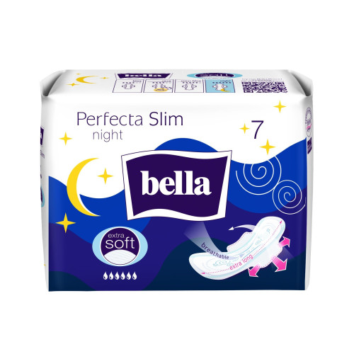 Bella Perfecta Slim Night Extra Soft Ultra Thin Night Sanitary Pads with Wings 7 pcs