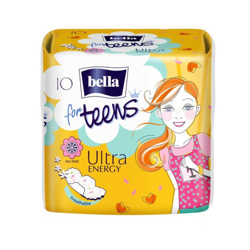 Bella for Teens Ultra Energy Sanitary Pads with Wings 10 pcs