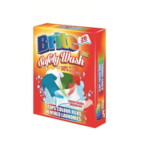 Brite Safety Wash Wipes for Colored Laundry 20 pcs