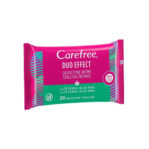 Carefree Duo Effect Intimate Wipes with Green Tea and Aloe Vera 20 pcs