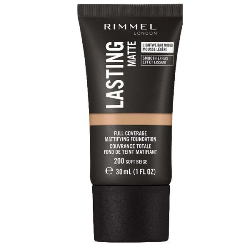 Rimmel Lasting Matte Mattifying Foundation Mousse for Flawless Coverage Shade Soft Beige 200