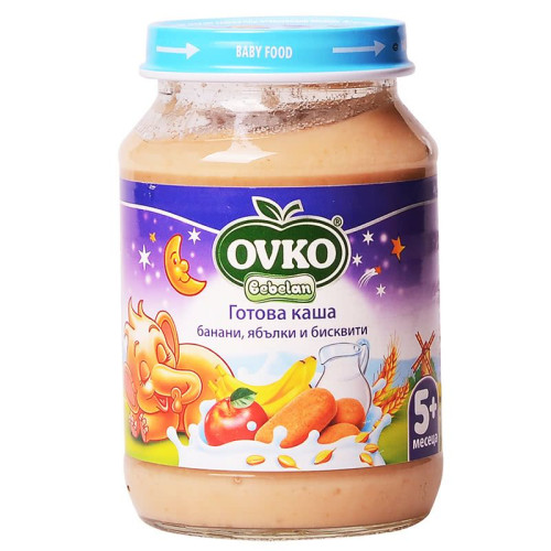 Ovko Milk Porridge with Bananas Apples and Biscuits for Children 5+ Months 6.7 oz (190 g) - 7006
