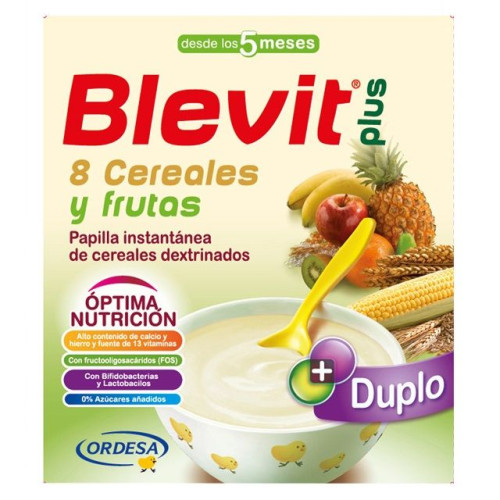 Blevit Plus Duplo Porridge with 8 Grains and Fruit for Babies 5+ Months 1.32 lb (600 g)