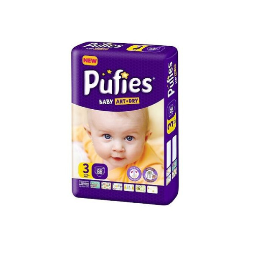 Pufies Art and Dry 3 Midi Maxi Set Diapers for Babies 8.8-19.8 lb (4-9 kg) 66 pcs