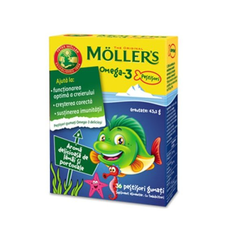 Moller's Omega-3 Jelly Fish for Children with Lemon and Orange 36 pcs