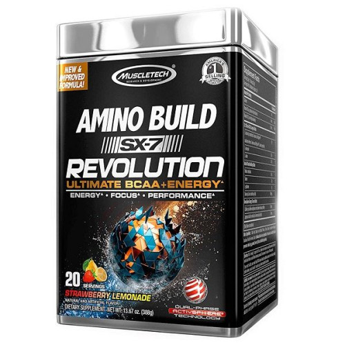 Muscletech Amino Build SX-7 Revolution BCAA+ Strawberry Lemonade Flavor 13.69 oz (388 g)