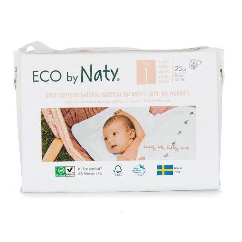 Naty Nature Babycare 1 Eco Disposable Diapers for Children 4.4-11 lb (2-5 kg) 25 pcs