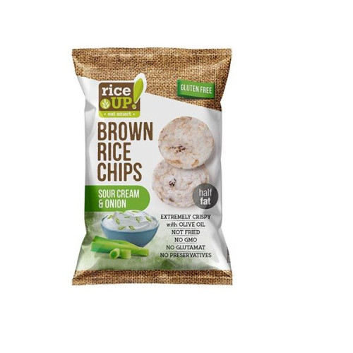 Rice Up Brown Rice Chips Sour Cream and Onion Brown Whole Grain Rice Chips with Sour Cream and Onion Gluten-Free 2.12 oz (60 g)
