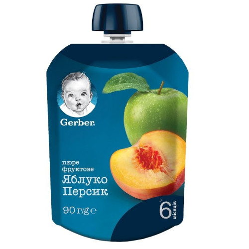 Gerber Apple and Peach Fruit Puree for Children After 6 Months 3.17 oz (90 g)