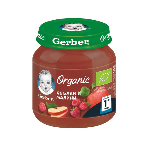 Gerber Organic Apple and Raspberry Puree for Children 4+ Months 4.41 oz (125 g)