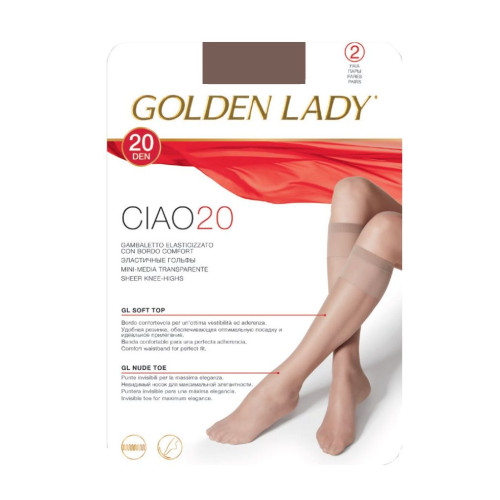 Golden Lady Ciao 20 Women's Elastic Stockings Color Camoscio 2 pcs