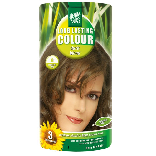 Hennaplus Long Lasting Color Long-Lasting Hair Dye with Organic Extracts Color 6 Dark Blond