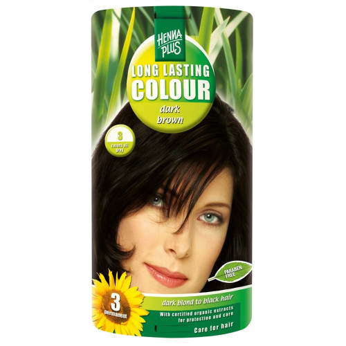 Hennaplus Long Lasting Color Long-Lasting Hair Dye with Organic Extracts Color 3 Dark Brown