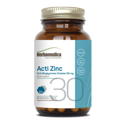 Herba Medica Acti Zinc for a Healthy Body and Nervous System 30 mg 60 Capsules