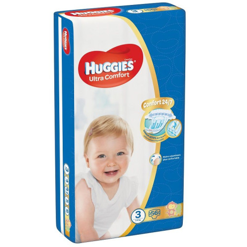 Huggies Ultra Comfort 3 Midi Diapers for Babies and Children 11-17.6 lb (5-8 kg) 56 pcs