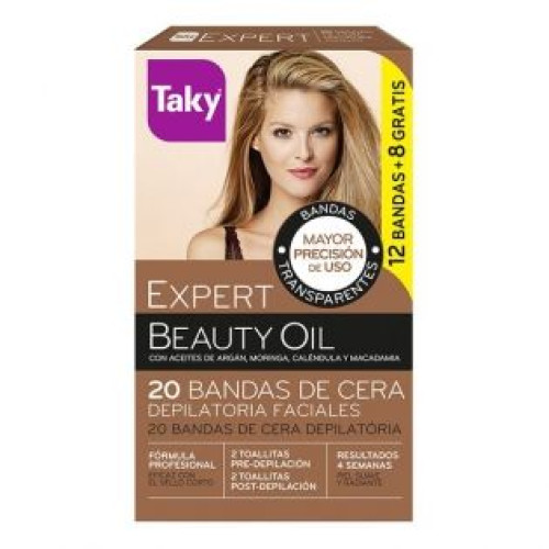 Taky Expert Professional Hair Removal Face Strips Argan Moringa Calendula and Macadamia Oils 20 pcs
